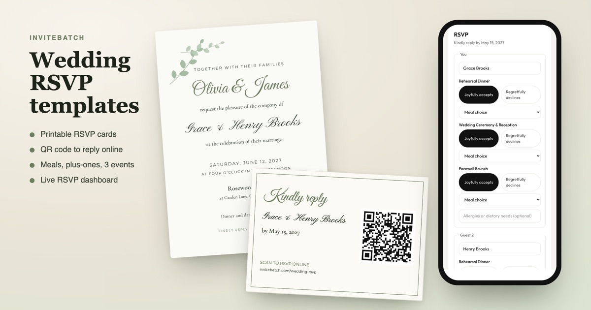 Wedding RSVP templates: RSVP cards, online RSVP forms and what to include (2027 guide)