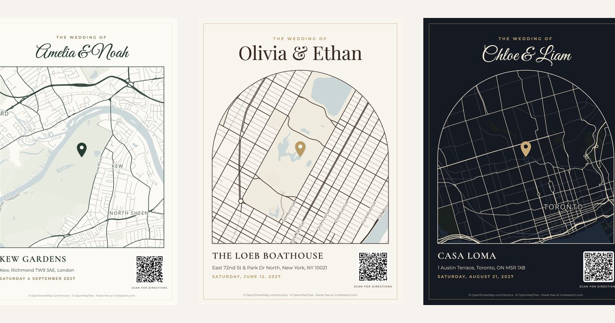 How to add a map to your wedding invitations (sizes, wording and a free maker)